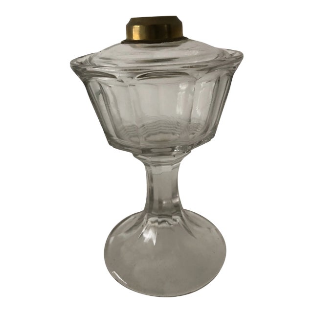 Antique Glasses Oil Lamp Minus Wick 9”Tall For Sale