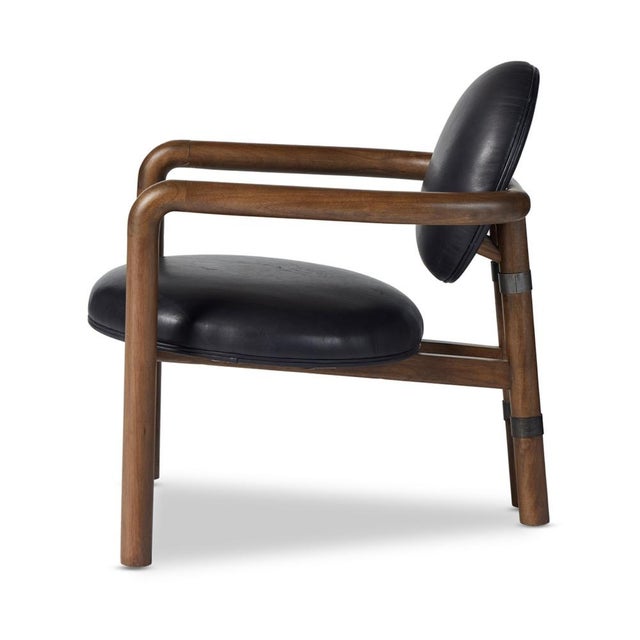 Black Four Hands Bria Chair, Heirloom Black Leather For Sale - Image 8 of 12
