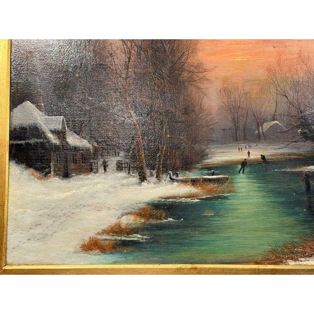 Nils Hans Christiansen Winter Landscape Painting. Denmark, Early 20th Century. For Sale - Image 4 of 16