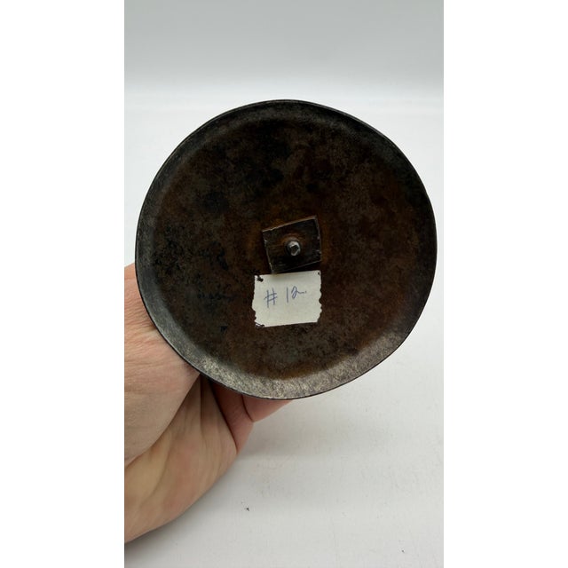 Metal A Antique Pennsylvania Folk Art Iron and Brass Hog Scraper Candle Stick, Circa 1830's For Sale - Image 7 of 16