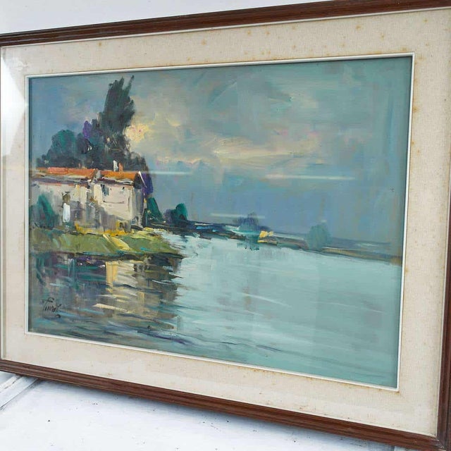 Renzo Piccoli, Marine Landscape, 1920s, Oil on Canvas For Sale - Image 4 of 7