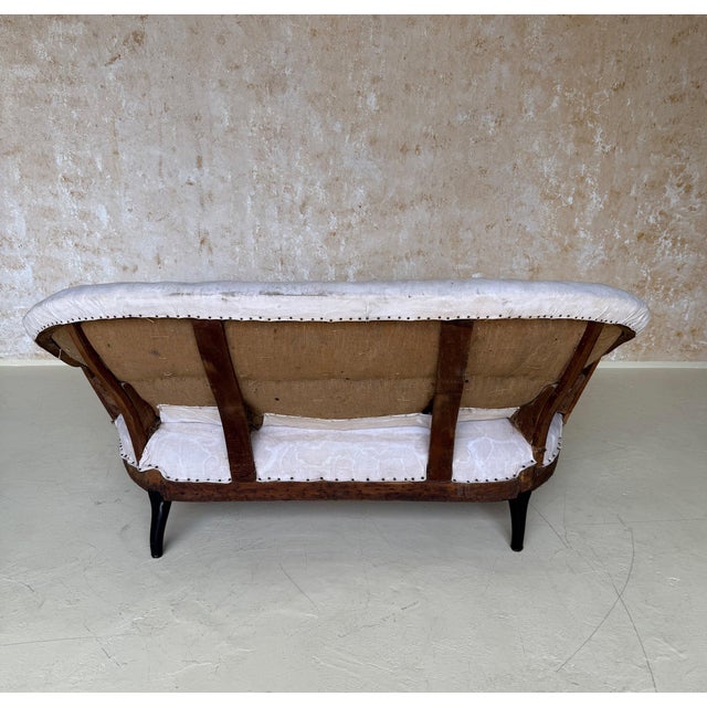 Small Scale French 19th C Napoleon III Settee in Muslin For Sale - Image 9 of 12
