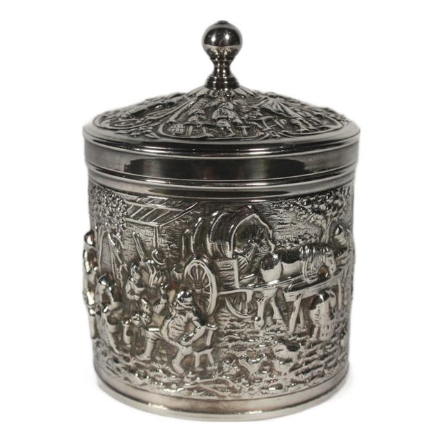 Dutch Silver Plate Trinket Box, 1930s For Sale