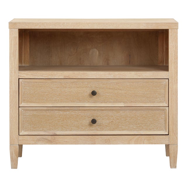 Bristol Park Whitewashed Oak Wood Nightstand For Sale