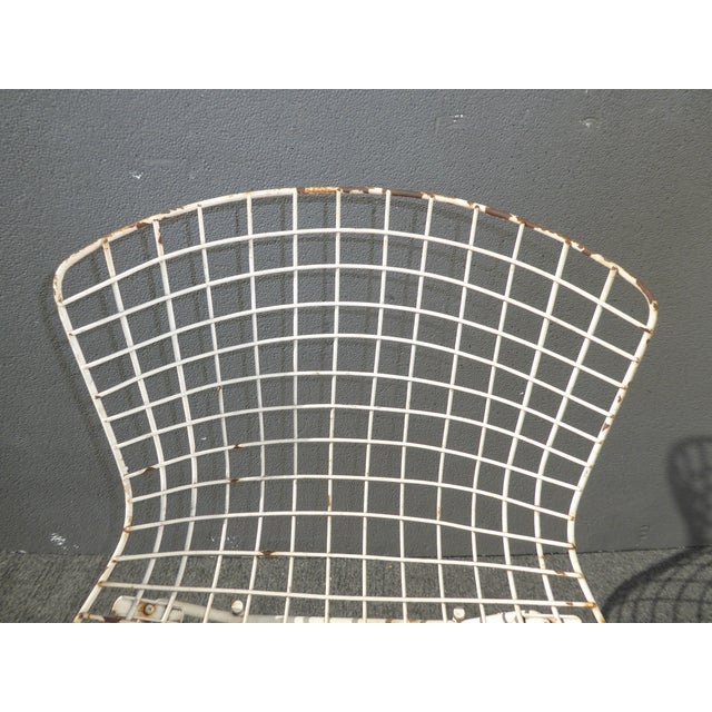 Vintage Mid Century White Metal Wire Accent Chair Harry Bertoia Eames