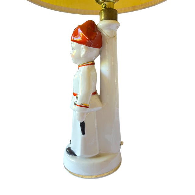 Mid 20th Century Vintage German Porcelain Figural Lamp – Child Soldier With Rifle, Table Lamp N the Style of Hertwig & Co. For Sale - Image 5 of 11