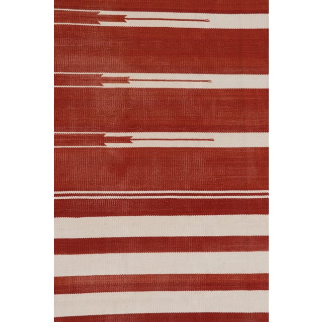 Contemporary Rug & Kilim’s Contemporary Dhurrie Rug in Red and White Stripes For Sale - Image 3 of 7