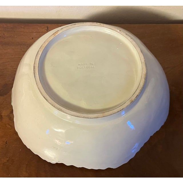 Large Portuguese Majolica Pottery Leaf Centerpiece or Serving Bowl For Sale - Image 11 of 13