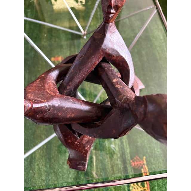 Vintage Hand-Carved Wood Interlocking Figures Sculpture For Sale - Image 12 of 13