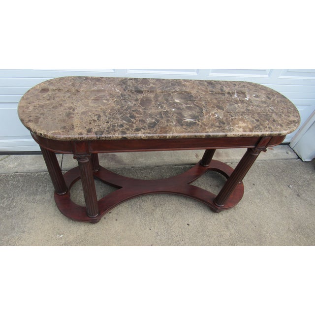 Henkel Harris Vintage Henkel Harris Console Table Marble Rare Empire Mahogany For Sale - Image 4 of 6