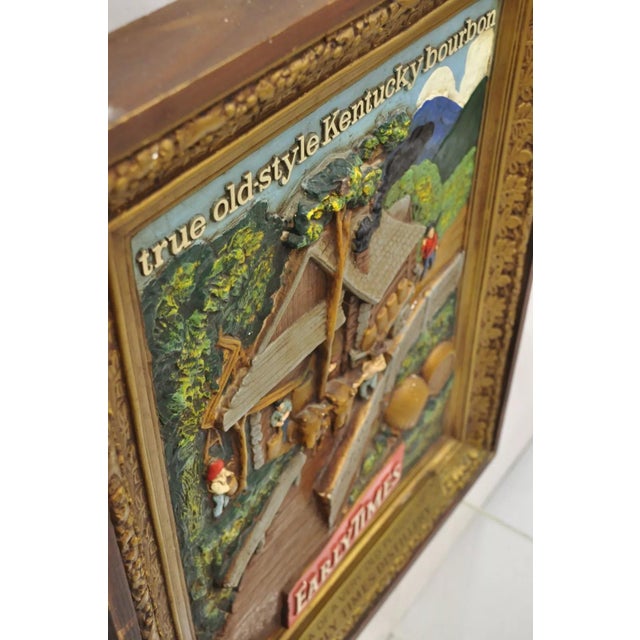 Mid 20th Century Mid 20th Century Vintage Early Times Kentucky Bourbon Whiskey Plaster Replica Art Painting Plaque, Framed For Sale - Image 5 of 11
