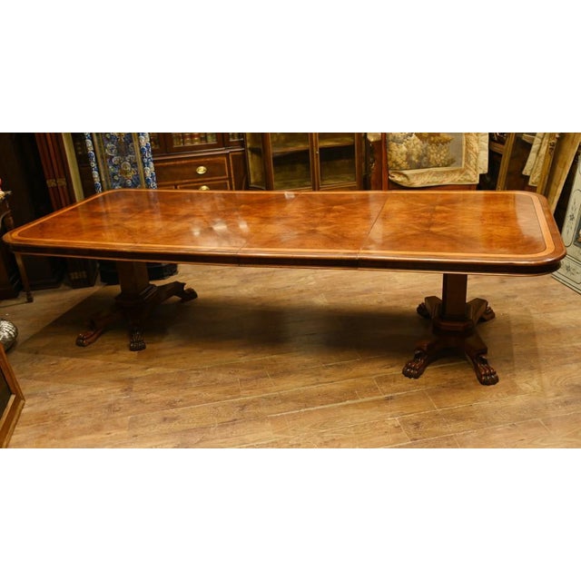 Regency Walnut Dining Table Extending Pedestal For Sale - Image 13 of 13