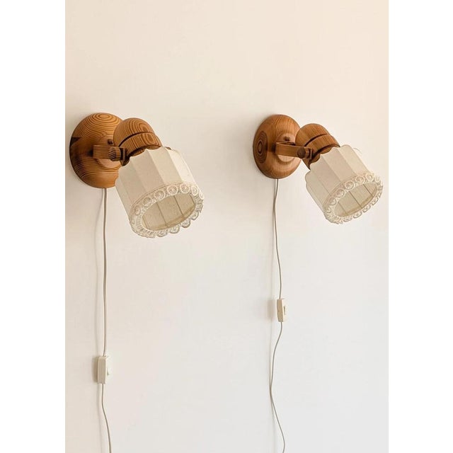 Gold Swedish Pine Wall Lamps from Markslöjd, 1970s, Set of 2 For Sale - Image 8 of 13