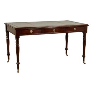 Antique English Leather Top Desk For Sale