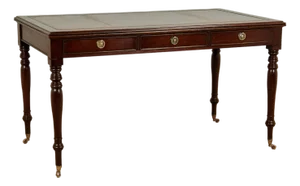 Antique English Leather Top Desk