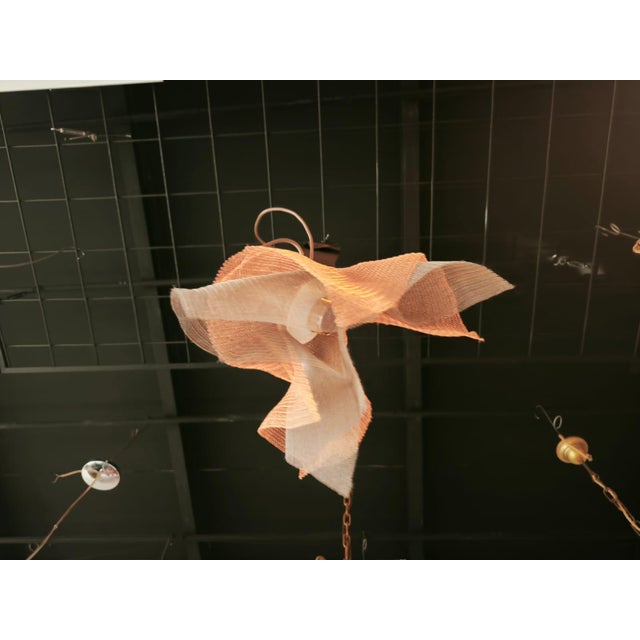 Mid-Century Modern Copper Pendant Lamp with Metal Handkerchiefs, 1980s For Sale - Image 3 of 18