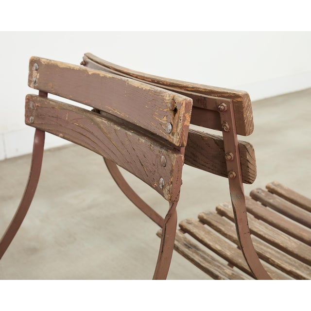 Set of Ten French Folding Iron Bistro Dining Chairs For Sale - Image 16 of 18