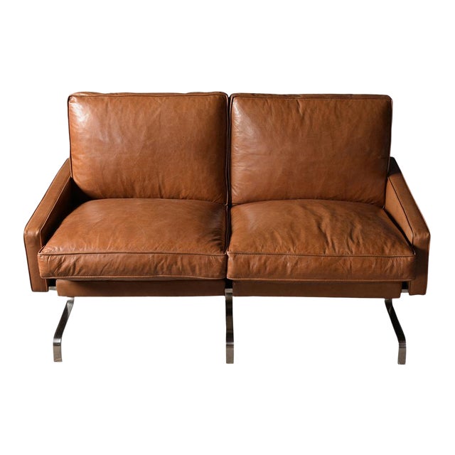 Modern Leather Love Seat In The Manner Of Paul Kjaerholm Chairish