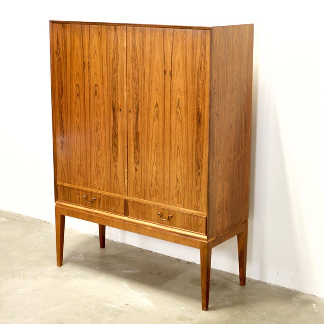 1950s O. Bank Larsens Møbelfabrik Cutlery Cabinet / Highboard / Tall Sideboard / Liquor Cabinet For Sale - Image 5 of 14