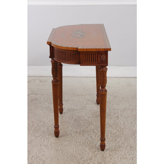 1980s Maitland Smith Adams Satinwood 1 Drawer Console Table For Sale - Image 5 of 18