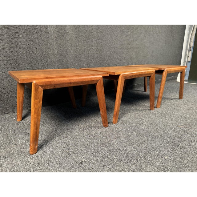 Wood Mid 20th Century Set of Three Vintage Teak End Tables For Sale - Image 7 of 12