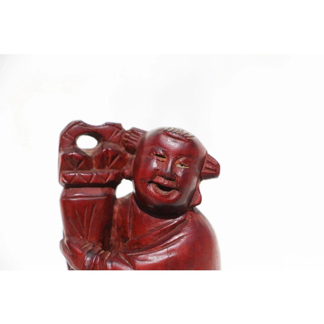 1950s Carved Wood Chinese Woman Figurine For Sale - Image 6 of 13