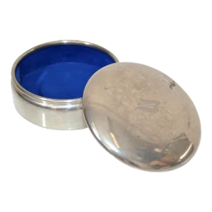 Empire Pewter 701 Covered Trinket Ring Dish Decorative Box Blue Velvet Inlaid 89