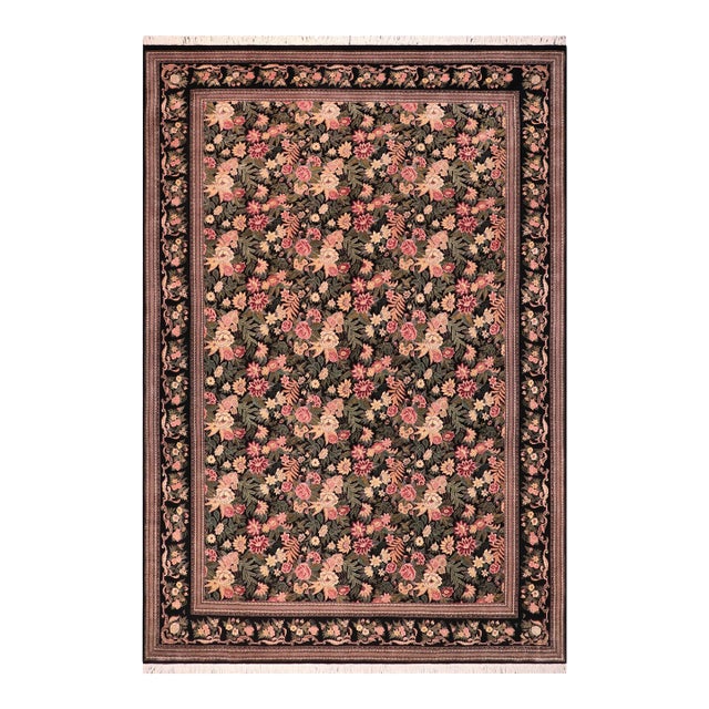 Shabby Chic David Pak-Persian Black/Red Wool Rug - 10'1'' X 13'10'' For Sale