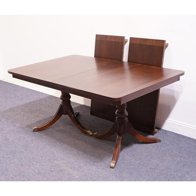 Brown Bernhardt Furniture Solid Mahogany Traditional Duncan Phyfe Style 100" Double Pedestal Dining Table 238-246 For Sale - Image 8 of 13