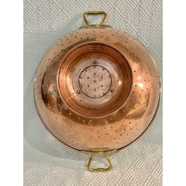 Farmhouse Vintage 1940’s-1960’s Copper Colander by Waldow Brooklyn With Brass Handles | American Handcrafted Kitchenware For Sale - Image 3 of 12