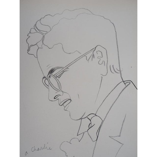Jean Cocteau, Portrait of Charlie Chaplin, Lithograph For Sale - Image 4 of 7