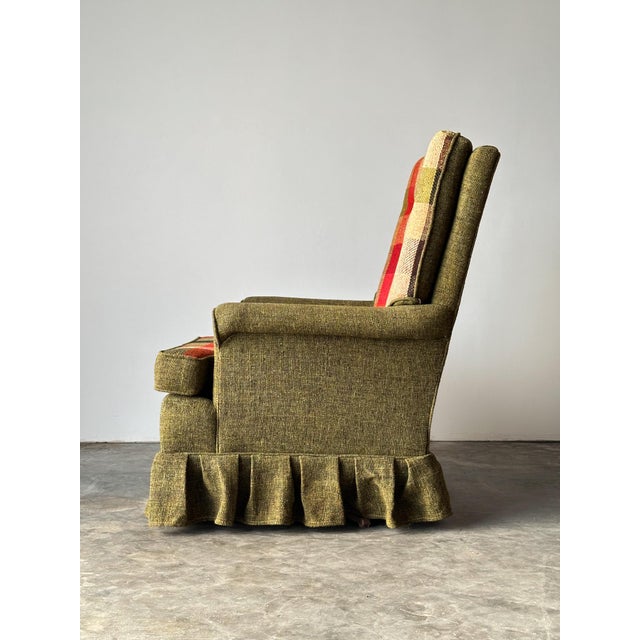 Olive Tweed Swivel Rocker With Patchwork Plaid Upholstery, 1970s For Sale - Image 11 of 18