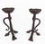 This pair of wrought iron candlesticks features a tripod structure entirely handcrafted, characteristic of French...