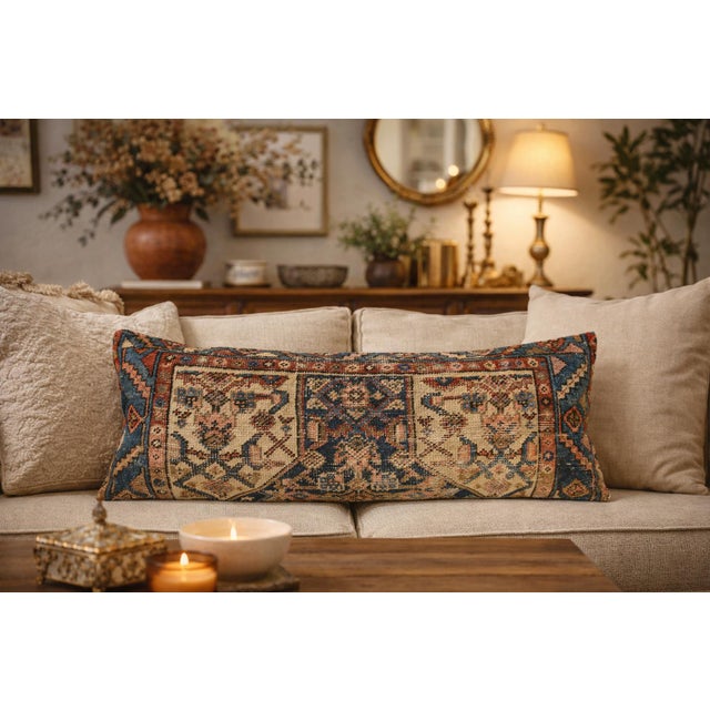Antique Handmade Tribal Rug Pillow Cushion Cover -14'' X 41'' For Sale - Image 10 of 11