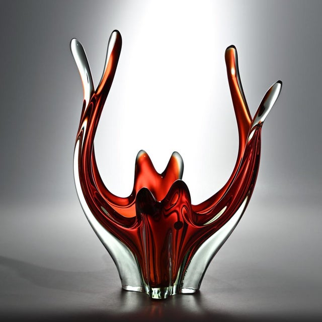 Red and Uranium Murano Glass Bowl, 1960s For Sale - Image 9 of 15