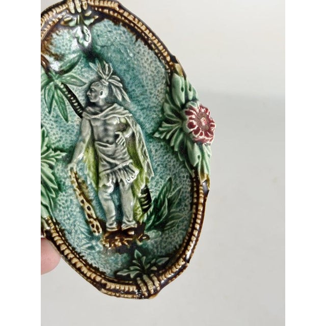 Brown Small 19th Century Majolica Catchall, France For Sale - Image 8 of 11