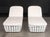 Pair of Skyline Design Chaise Longues, with adjustable backs, white woven plastic frames, and beige cushions. Back flat:...
