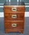 Military Campaign Yew Wood Bedside Table with Green Leather Top For Sale - Image 6 of 14
