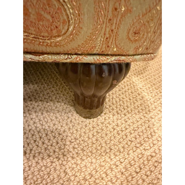 2000 - 2009 Custom Designer Upholstered Armchair – Neutral Paisley Fabric – Classic Rolled‑Arm Silhouette For Sale - Image 5 of 6