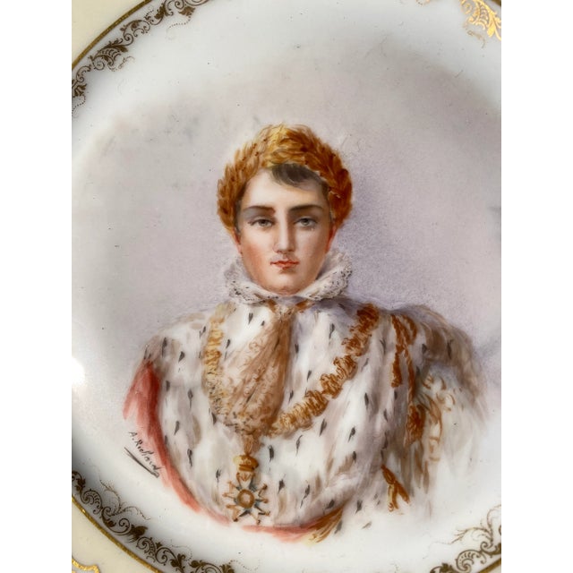 Very rare and collectible French portrait plate of Napoleon. Signed by the artist on the front of the plate and by the...