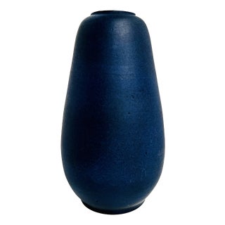 Vintage Studio Ceramic Vase in Matte Midnight Blue by Andreas Kastl, Germany, 1950s For Sale