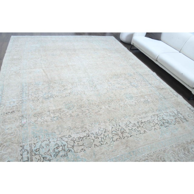 Persian 1970s Vintage Persian Handmade Wool Cotton Light Tan Area Rug For Sale - Image 3 of 10