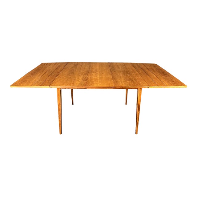 Mid-Century Modern Lane Tuxedo Bowtie-Inlaid Drop Leaf Dining Table For Sale
