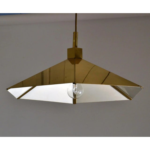 Belgian Brass Umbrella Shaped Pendant Lamps, 1970s, Set of 2 For Sale - Image 6 of 12