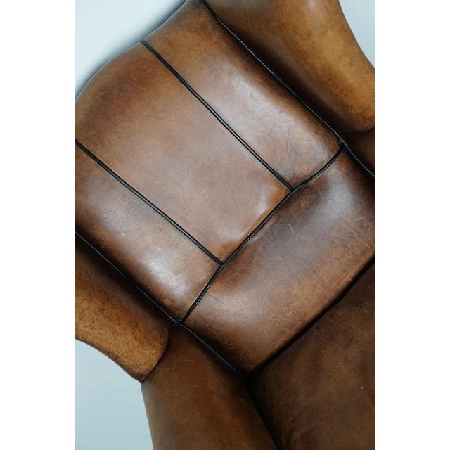 Vintage Dutch Club Chair in Cognac Colored Leather For Sale - Image 11 of 17