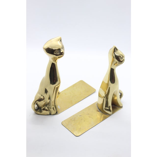 1960s MidCentury Modern Brass Cat Bookends a Pair Chairish