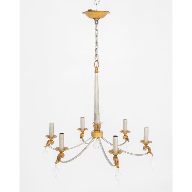Modern Art Glass Silvered and Giltwood Chandelier For Sale - Image 9 of 9