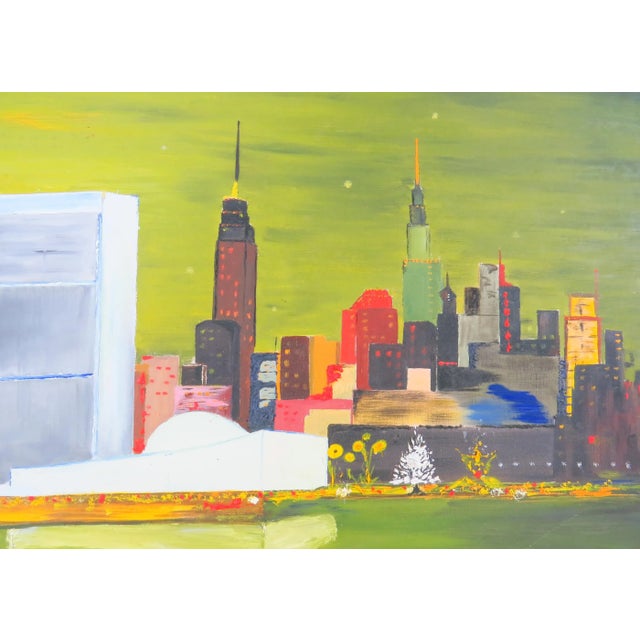 Vintage 1960s Oil on Canvas Landscape of New York City - Artist Initialed and Dated 1967 For Sale - Image 4 of 9
