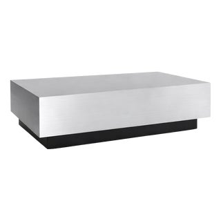 Sculptural Coffee Table in Brushed Aluminum with Black Base by Veliento For Sale