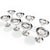 Dazzle your guests with this striking vintage set of eight polished stainless steel stemmed coupes featuring the...